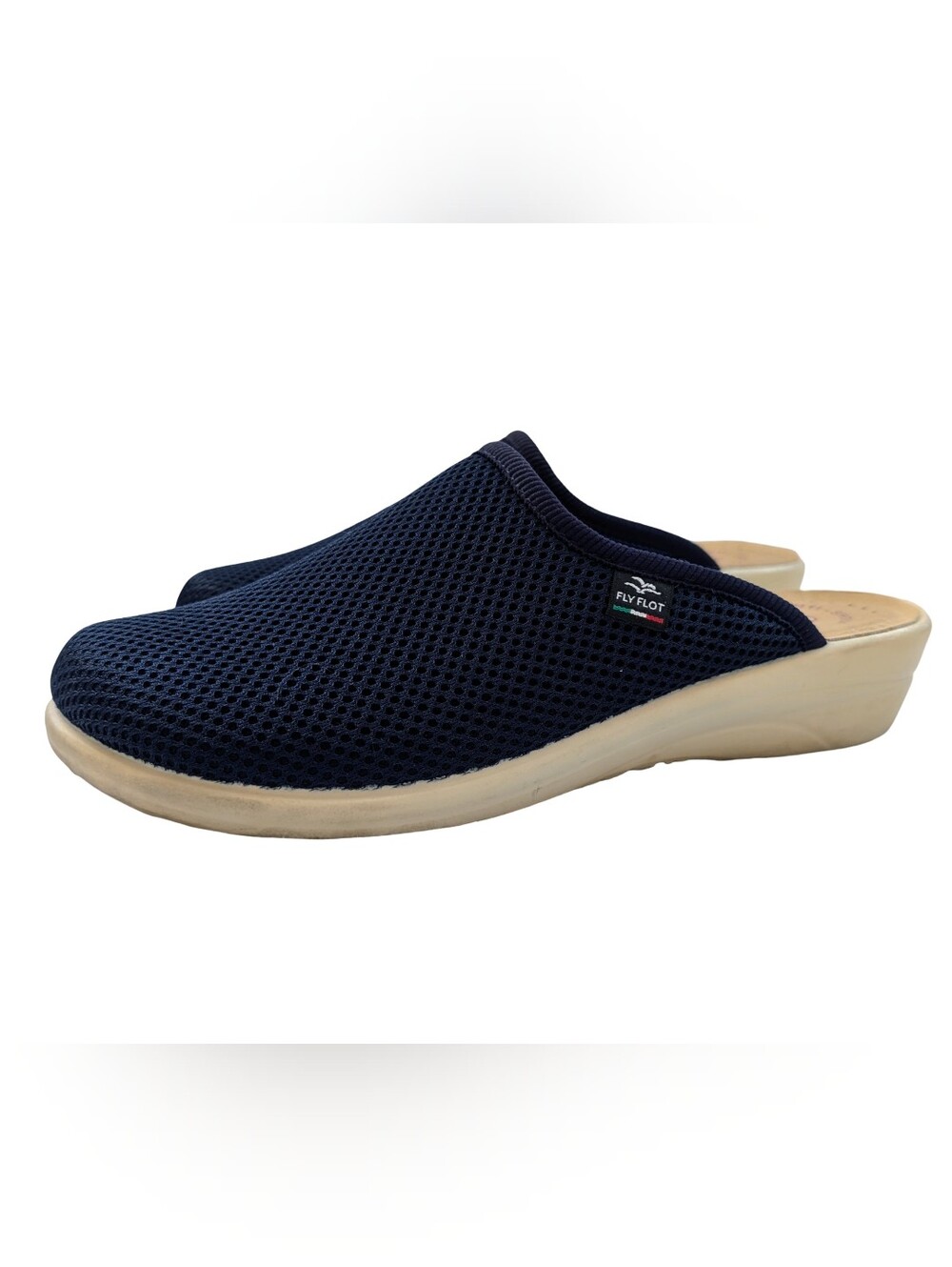 Fly Flot Clogs Slip On Shoes Navy Blue Mesh Anatomic Anti-Shock Italy 39-8